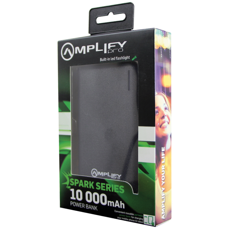 Amplify Spark Series 10000mAh Power Bank – Black/Grey