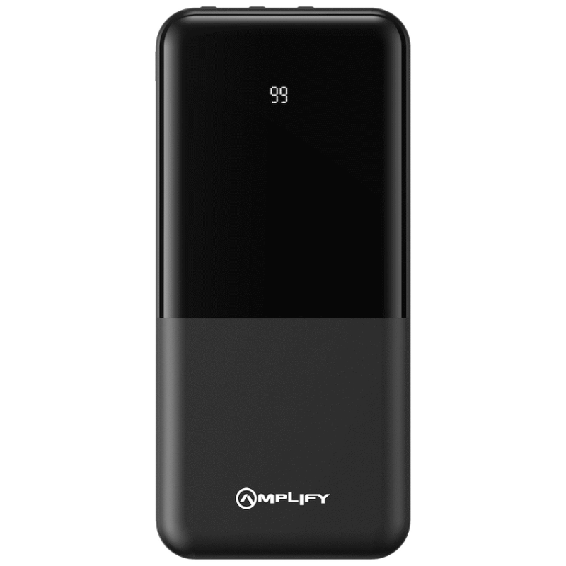 Amplify 10000mAh Power Bank with Integrated Cables – Black