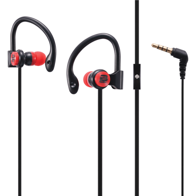 Bounce Break series hook-on earphones Black/Red