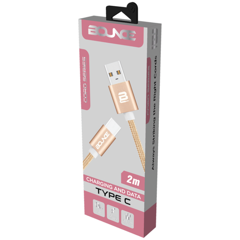 Bounce Cord Series USB Type-C Braided Cable 2m – Champagne Gold