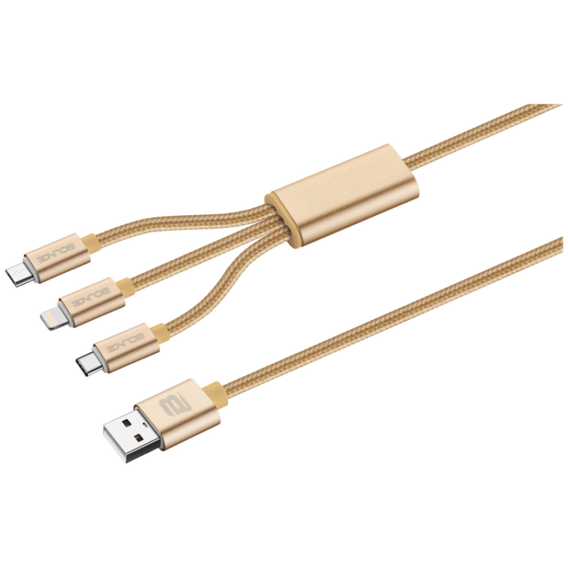 Bounce Cord Series 3-in-1 Charge Cable – Gold