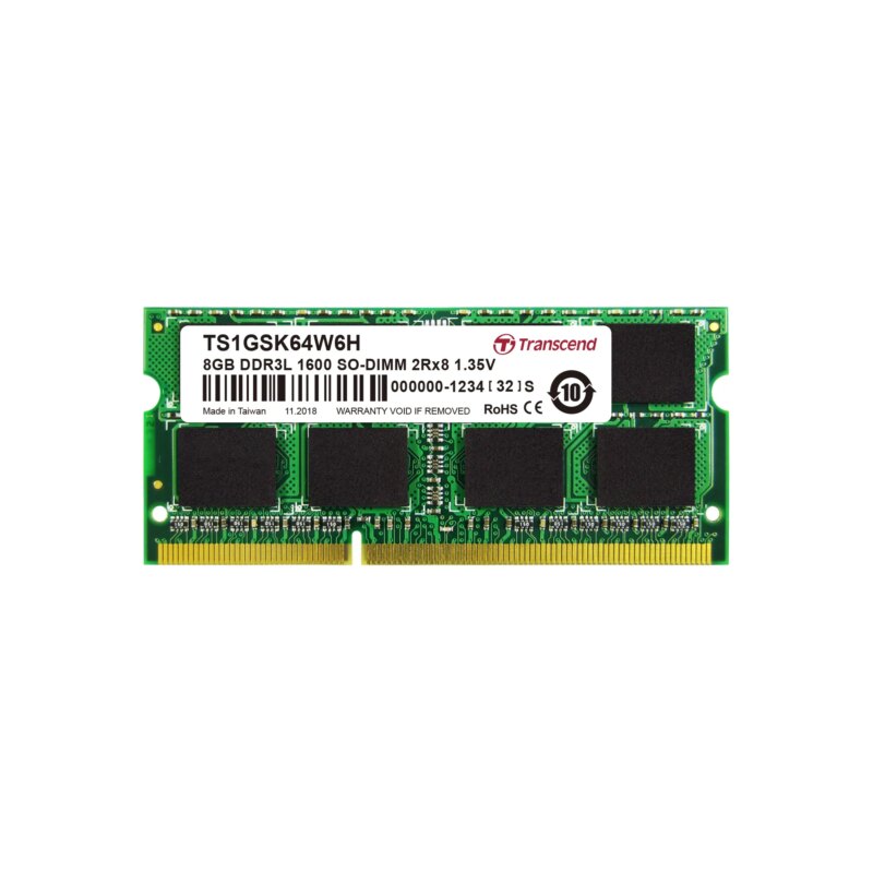 TRANSCEND 8GB LOW VOLTAGE  DUAL VOLTAGE DDR3-1600 SO-DIMM
