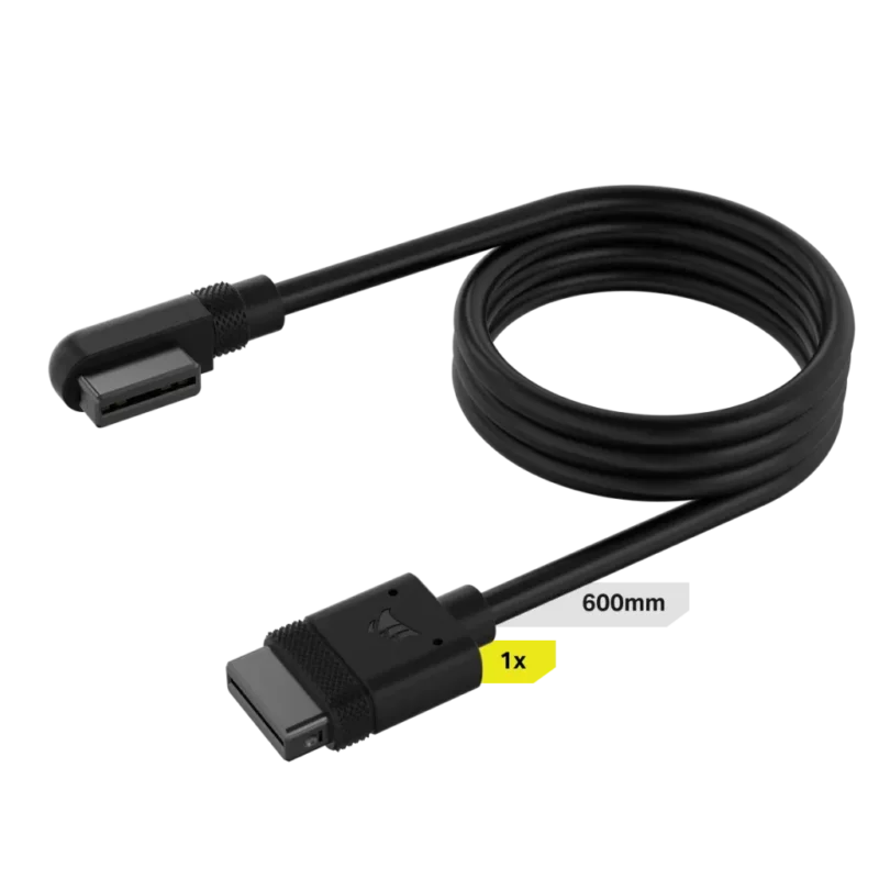 Corsair iCUE LINK Cable; 1x 600mm with Straight/Slim 90° connectors; Black