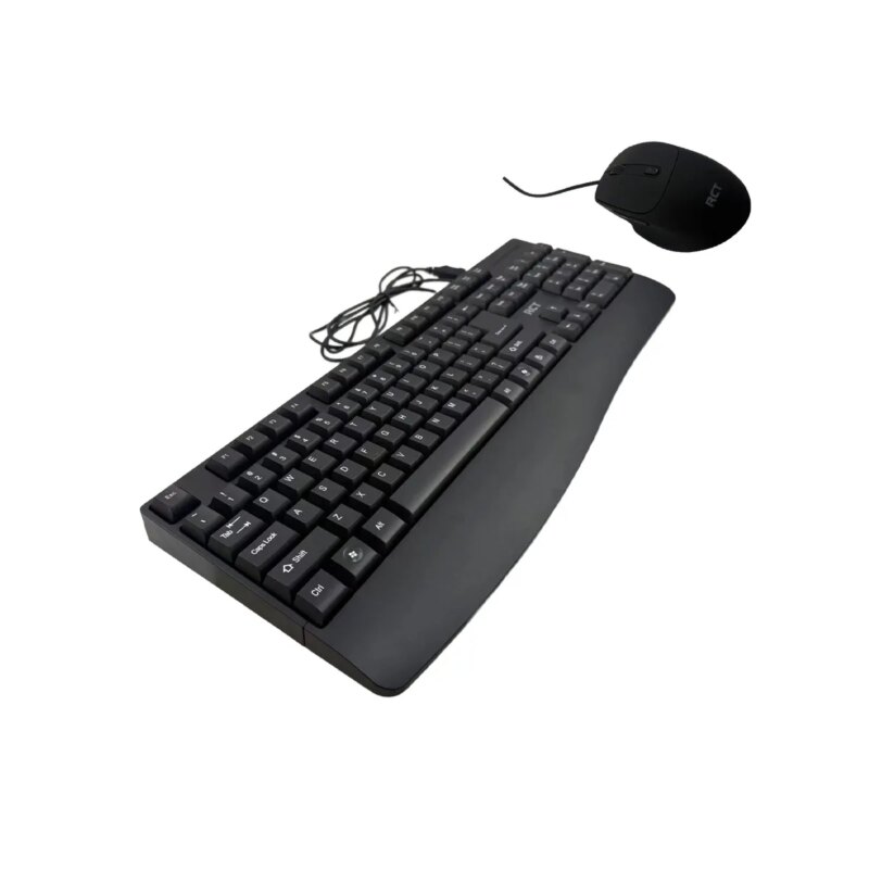 RCT K11 Wired Keyboard and RCT GM-193U wired optical mouse; spill-resistant; adjustable legs; Copilot AI Tool key