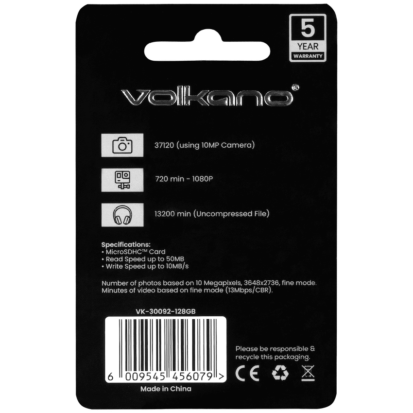 Volkano Micro Series Micro SD Card 128gb - Class 10 - Image 2
