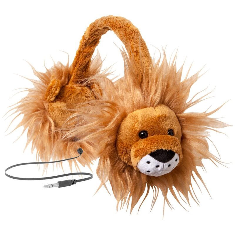 Animalz Furry Retractable Volume Limiting Over-the-Ear Headphones – Lion