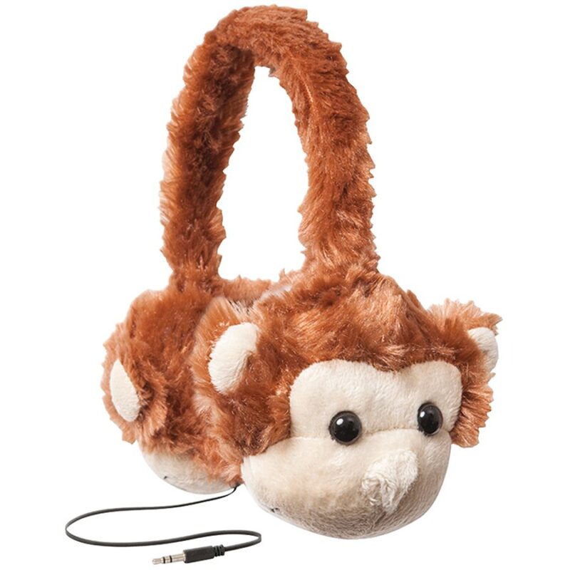 Animalz Furry Retractable Volume Limiting Over-the-Ear Headphones – Monkey