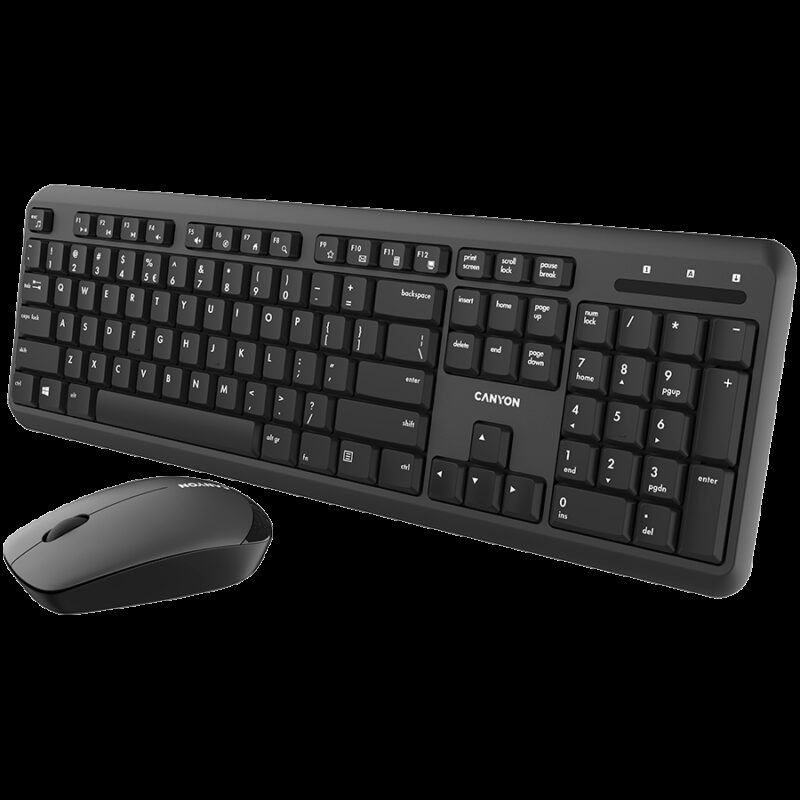 CANYON SET-W20 UK/US Keyboard+Mouse Velvet Wireless Black
