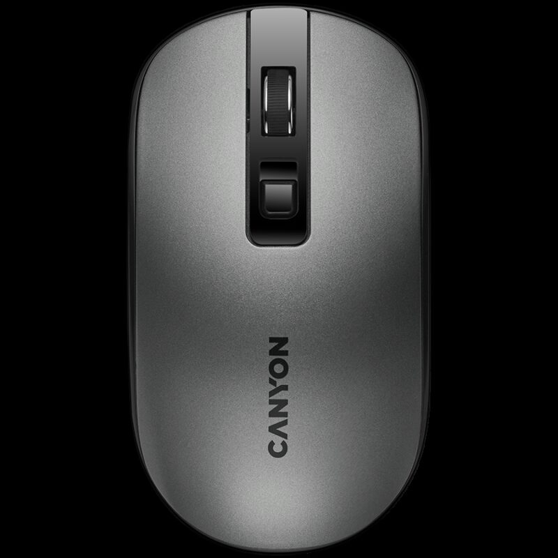 CANYON MW-18, 2.4GHz Wireless Rechargeable Mouse with Pixart sensor, 4keys, Silent switch for right/left keys,DPI: 800/1200/1600, Max. usage 50 hours for one time full charged, 300mAh Li-poly battery, Dark grey, cable length 0.6m, 116.4*63.3*32.3mm, 0.075kg