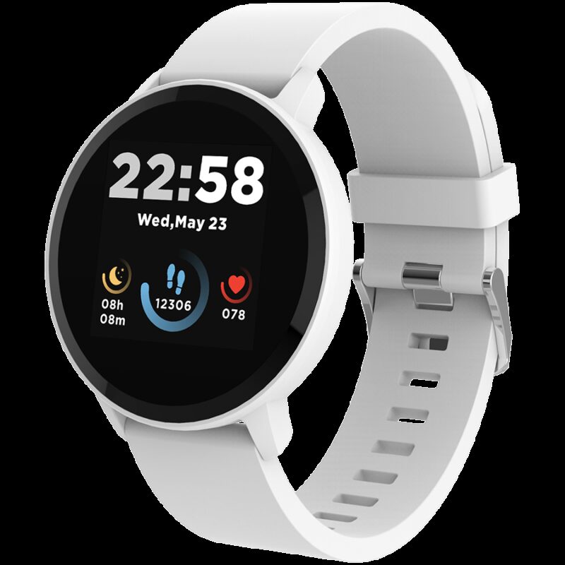 CANYON Lollypop SW-63, Smart watch, 1.3inches IPS full touch screen, Round watch, IP68 waterproof, multi-sport mode, BT5.0, compatibility with iOS and android, Silver white, Host: 25.2*42.5*10.7mm, Strap: 20*250mm, 45g