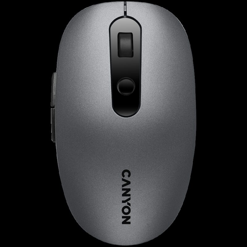 CANYON MW-9, 2 in 1 Wireless optical mouse with 6 buttons, DPI 800/1000/1200/1500, 2 mode(BT/ 2.4GHz), Battery AA*1pcs, Grey, 65.4*112.25*32.3mm, 0.092kg