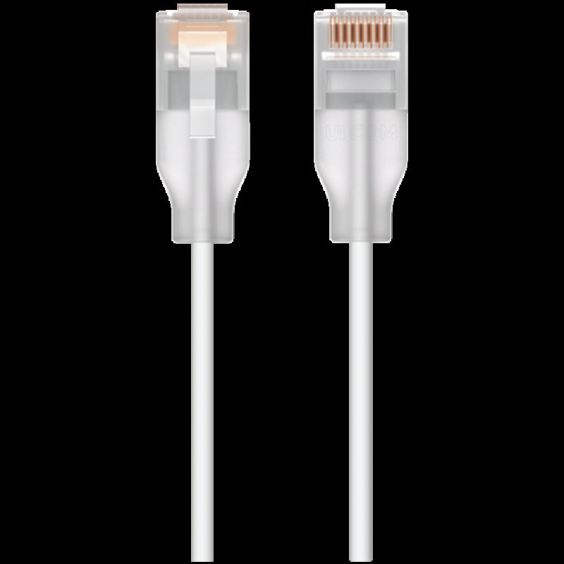 Ubiquiti UACC-Cable-Patch-EL-0.3M-W Nano-thin patch cable with 2.5 GbE support designed to show Etherlighting effects