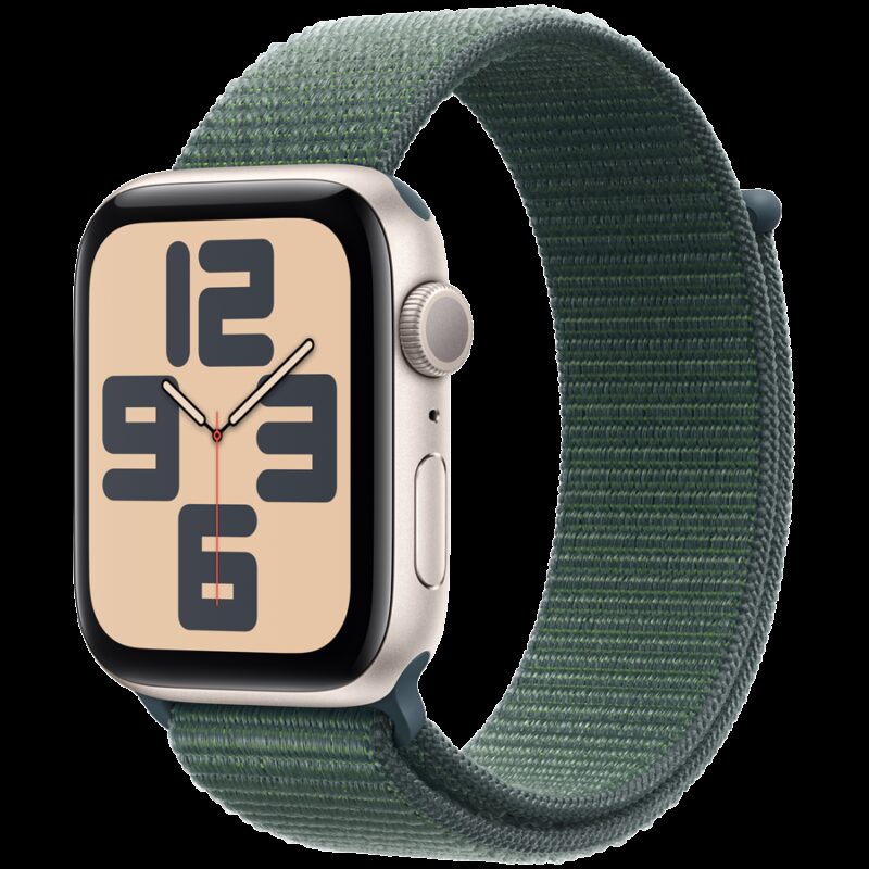 Apple Watch SE GPS 40mm Starlight Aluminium Case with Lake Green Sport Loop,Model A2722