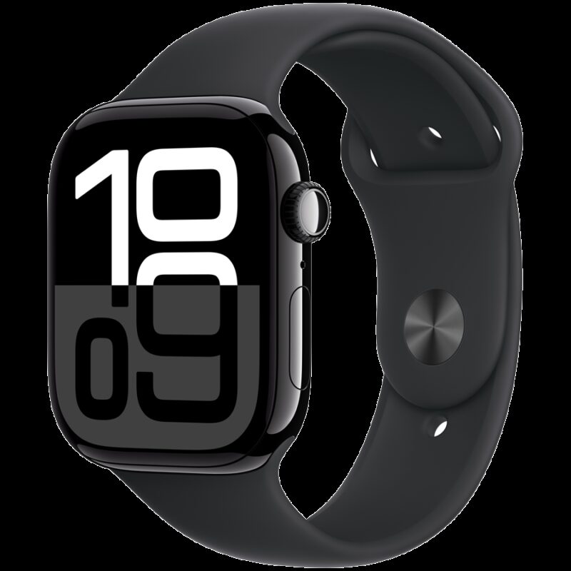 Apple Watch Series 10 GPS 42mm Jet Black Aluminium Case with Black Sport Band – S/M,Model A2997