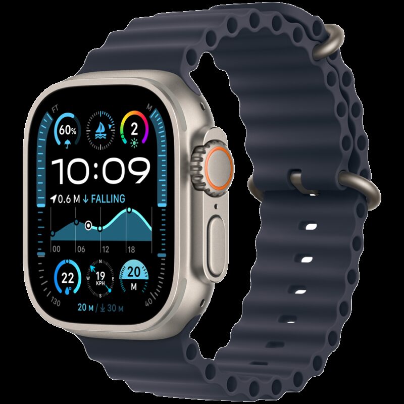 Apple Watch Ultra 2 GPS + Cellular 49mm Natural Titanium Case with Navy Ocean Band,Model A2986