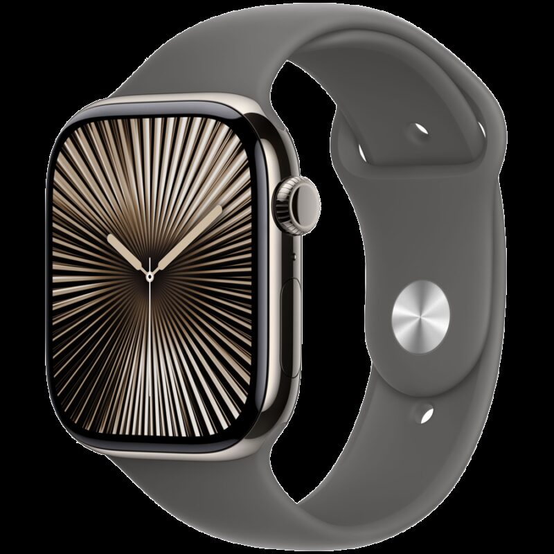 Apple Watch Series 10 GPS + Cellular 46mm Natural Titanium Case with Stone Grey Sport Band – M/L,Model A3003