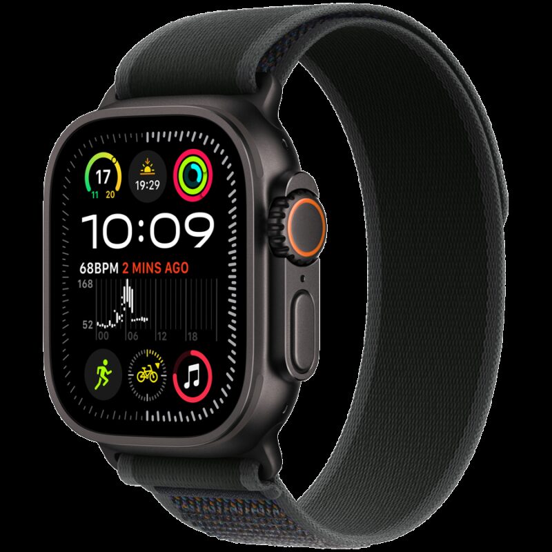 Apple Watch Ultra 2 GPS + Cellular 49mm Black Titanium Case with Black Trail Loop – S/M,Model A2986