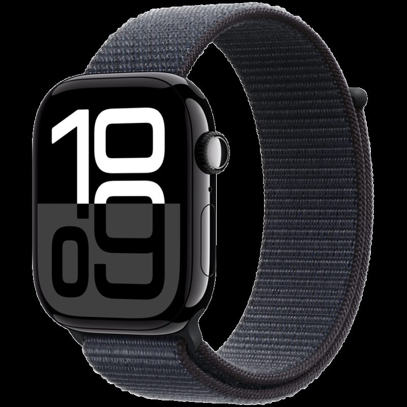 Apple Watch Series 10 GPS + Cellular 42mm Jet Black Aluminium Case with Ink Sport Loop,Model A3001