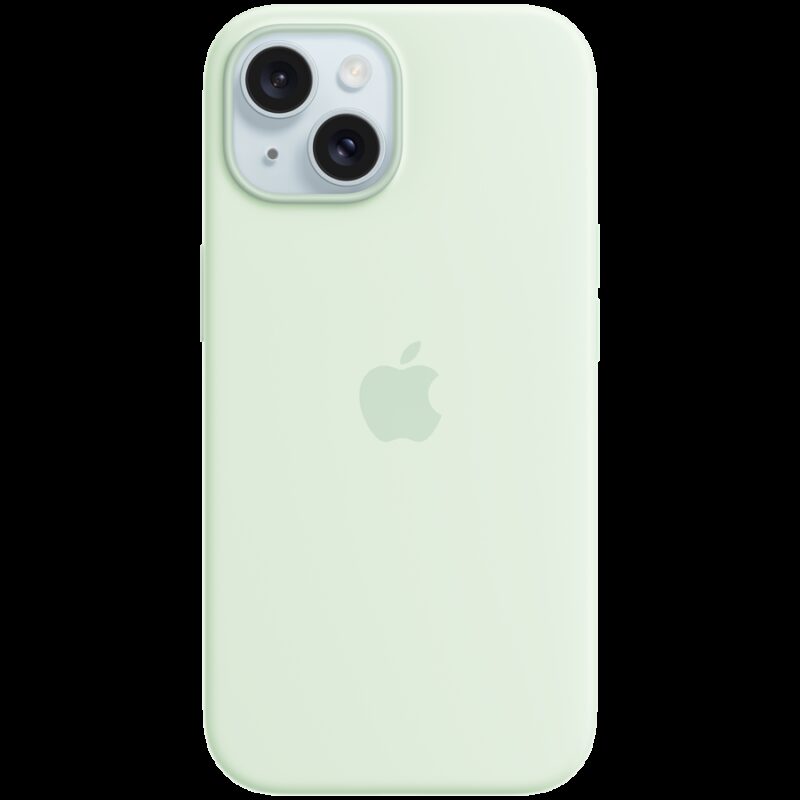 iPhone 15 Silicone Case with MagSafe – Soft Mint,Model A3123