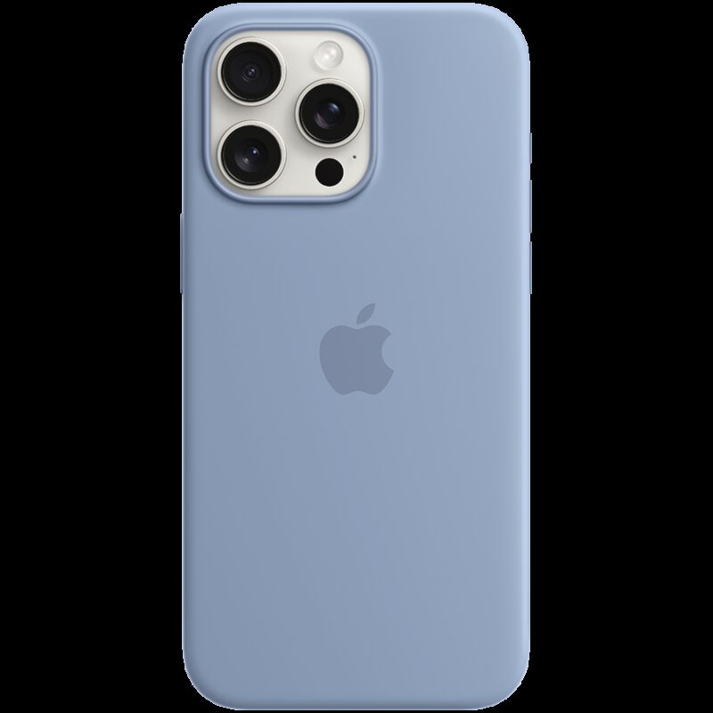iPhone 15 Pro Max Silicone Case with MagSafe – Winter Blue,Model A3126