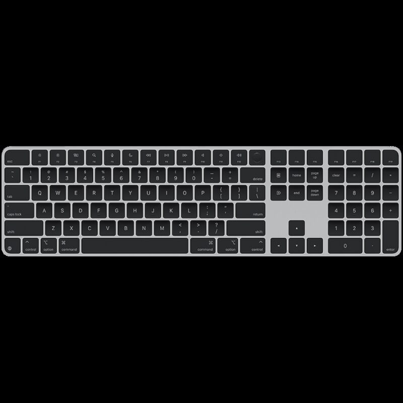 Magic Keyboard with Touch ID and Numeric Keypad for Mac models with Apple silicon – International English – Black Keys,Model A3119