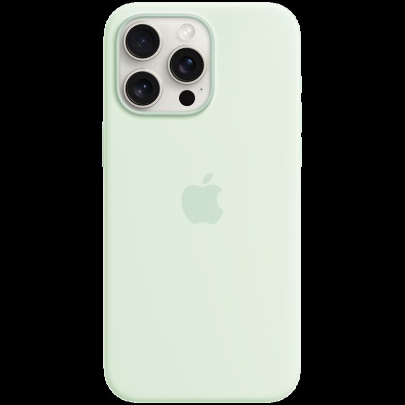 iPhone 15 Pro Max Silicone Case with MagSafe – Soft Mint,Model A3126