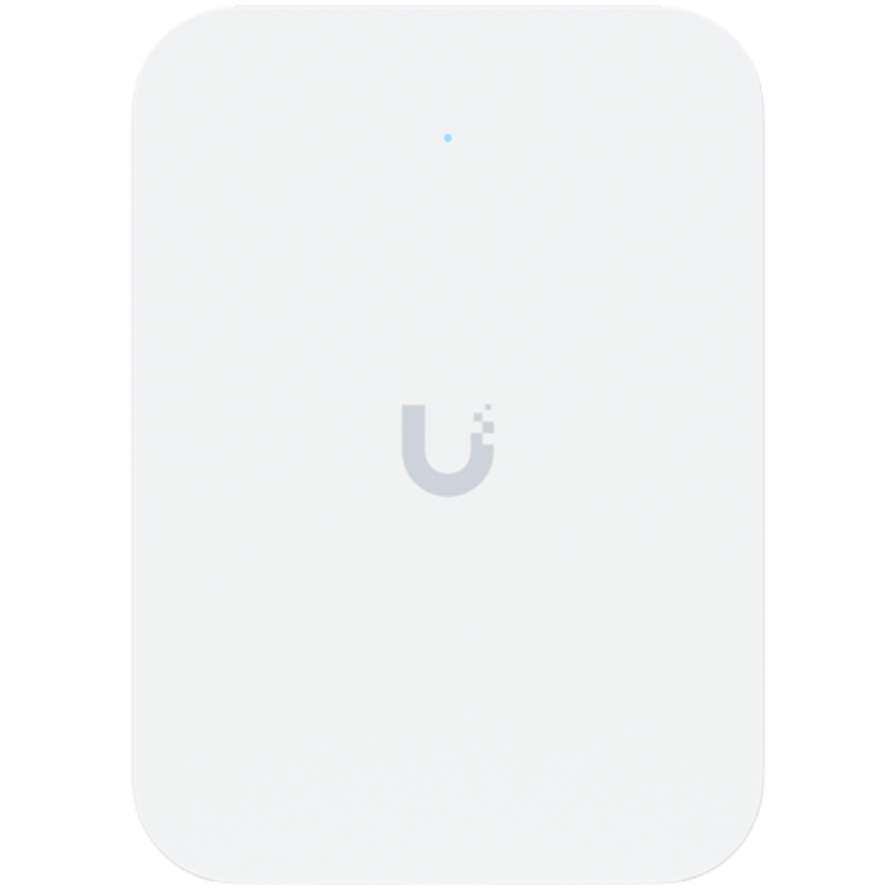 Ubiquiti UniFi U70IW Wall mounted WiFi 7 AP with 4 spatial streams and an integreated 2.5GbE PoE switch desined for hospitality enviorments