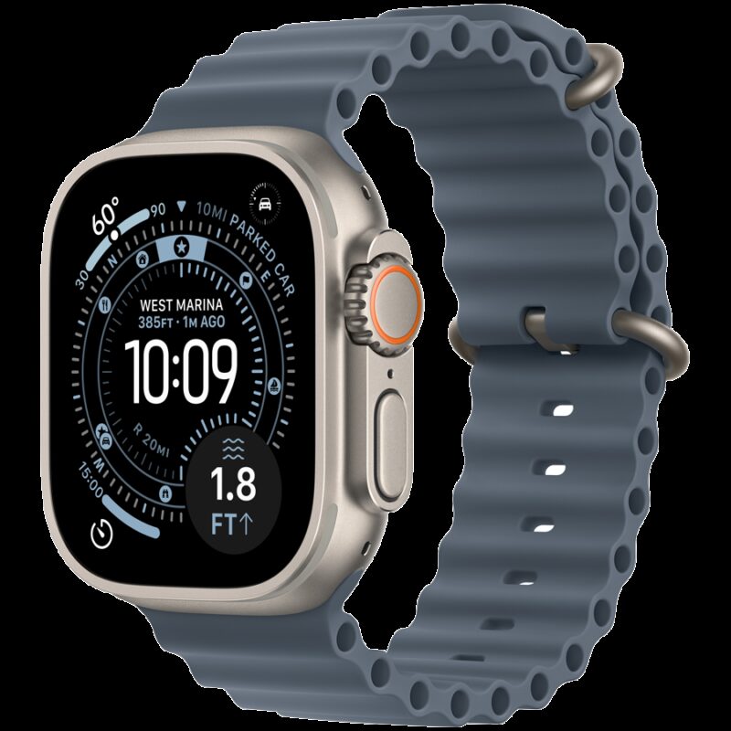 Apple Watch Ultra 3 GPS + Cellular 49mm Natural Titanium Case with Anchor Blue Ocean Band,Model A3281