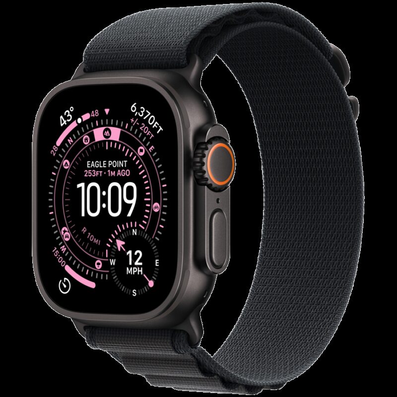 Apple Watch Ultra 3 GPS + Cellular 49mm Black Titanium Case with Black Alpine Loop – Large,Model A3281