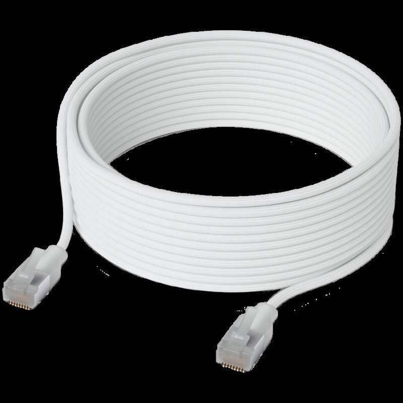 Ubiquiti UniFi UACC-Cable-Patch-EL-C6A-8M-W Premium Patch Cable Ultra-thin braided, designed and optimized for 10 GbE networking, RJ45