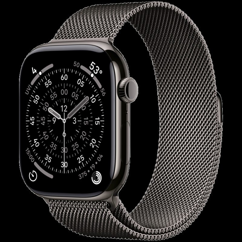 Apple Watch Series 11 GPS + Cellular 46mm Slate Titanium Case with Slate Milanese Loop – M/L,Model A3337