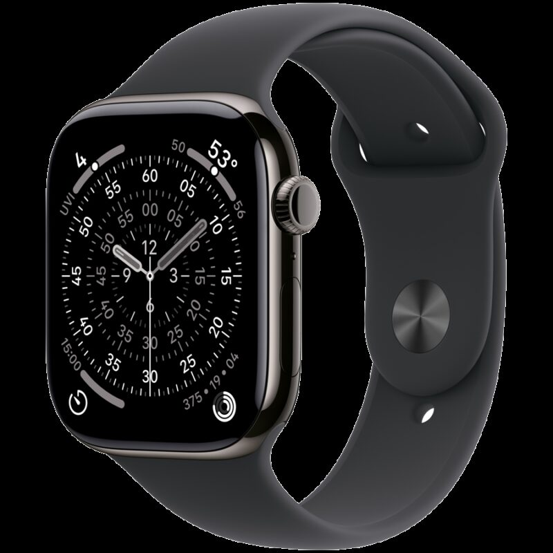 Apple Watch Series 11 GPS + Cellular 46mm Slate Titanium Case with Black Sport Band – M/L,Model A3337