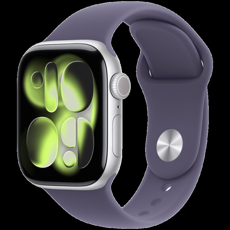 Apple Watch Series 11 GPS 42mm Silver Aluminium Case with Purple Fog Sport Band – M/L,Model A3331