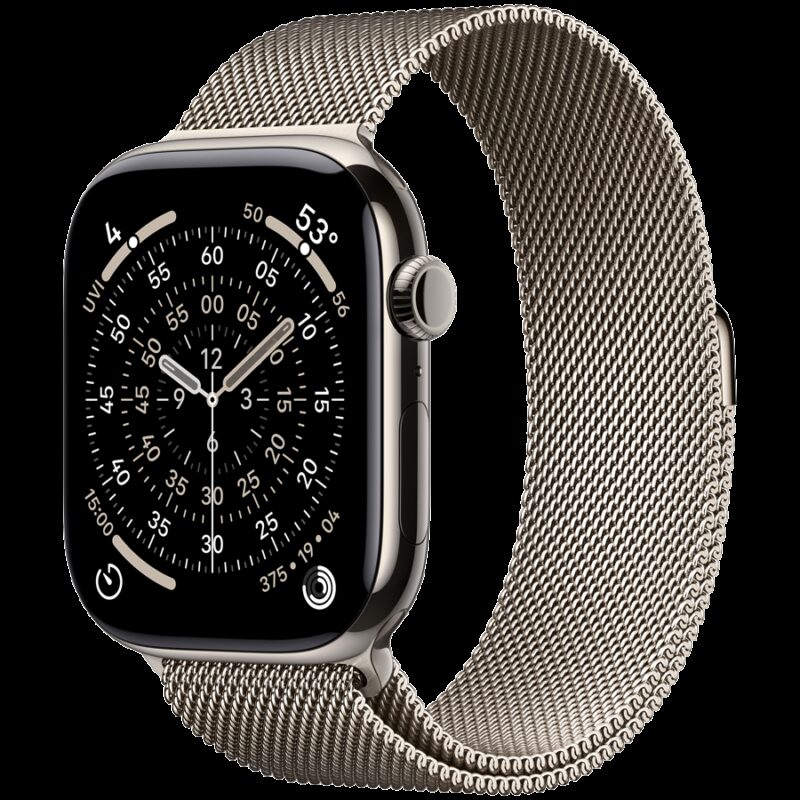 Apple Watch Series 11 GPS + Cellular 46mm Natural Titanium Case with Natural Milanese Loop – M/L,Model A3337