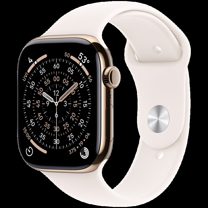 Apple Watch Series 11 GPS + Cellular 46mm Gold Titanium Case with Light Blush Sport Band – M/L,Model A3337