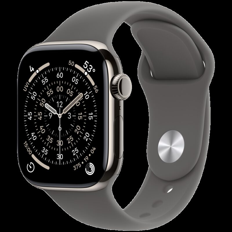 Apple Watch Series 11 GPS + Cellular 42mm Natural Titanium Case with Stone Grey Sport Band – M/L,Model A3335