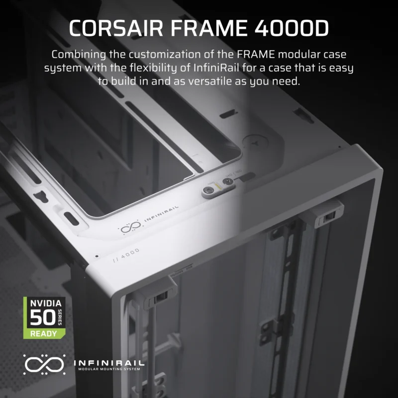 FRAME 4000D White Mid-Tower PC Case; 2x 3.5” |  2x 2.5” Drive Bays; Up to 360mm Radiator compatible; No Fans