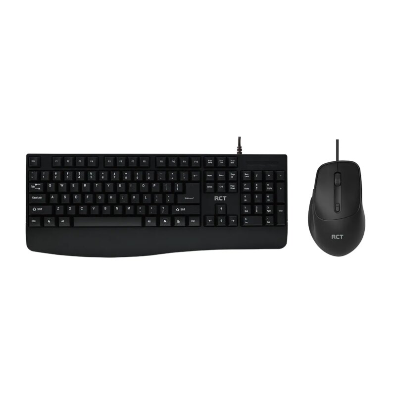 RCT K11 Wired Keyboard and RCT GM-193U wired optical mouse; spill-resistant; adjustable legs; Copilot AI Tool key