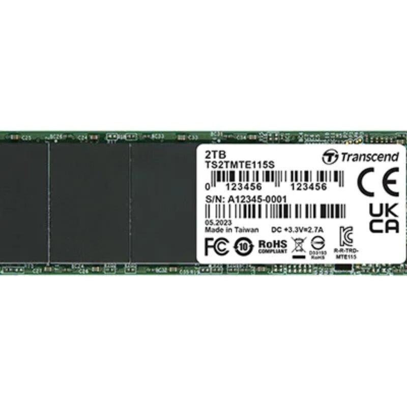 TRANSCEND 1TB MTE115S PCI-E GEN 3×4 M.2 2280 SSD 3D NAND – 3200 MB/s Read 2000 MB/s Write – 400 TBW