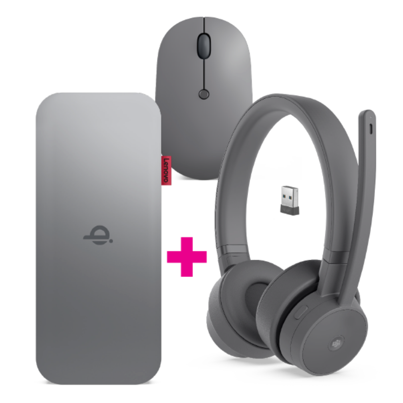 Lenovo Go Wired ANC Headset + Wireless Mobile Power Bank + Wireless Mouse Bundle