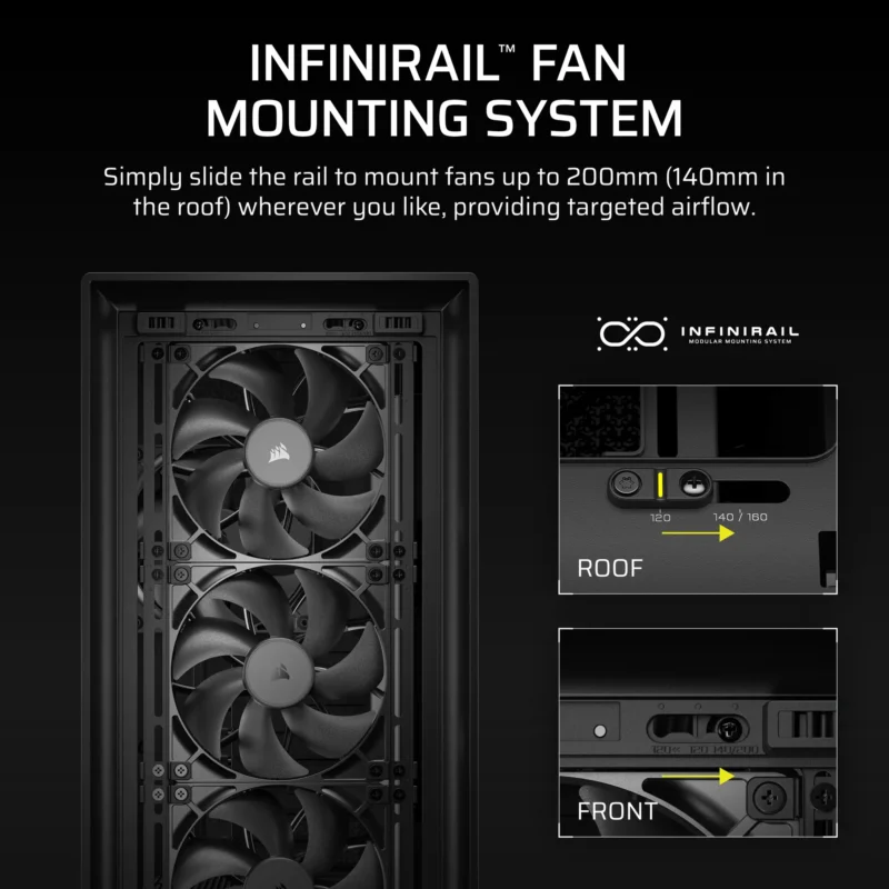 FRAME 5000D RS Mid-Tower PC Case; 4x RS 140 PWM Fans; 2x 2.5” ; 1x 3.5”; Black.