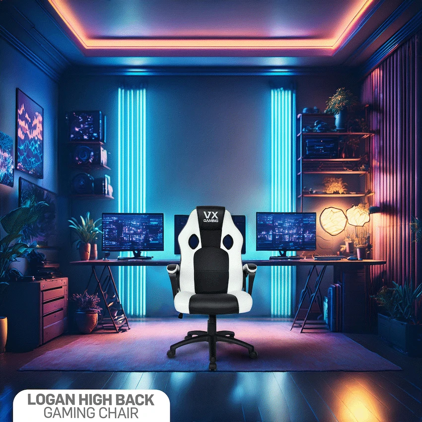 Thor High-Back Gaming Chair - White and Black - Image 2