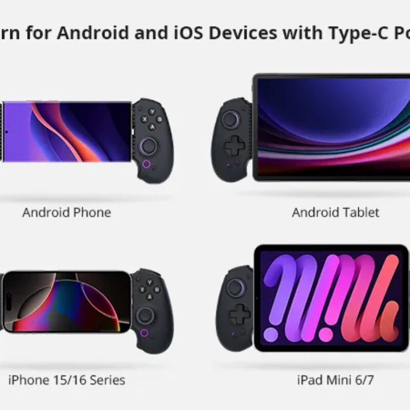 Abxylute S9 Mobile controller – USB-C + Bluetooth: Supports a wide range of phone/tablet devices compatibility;