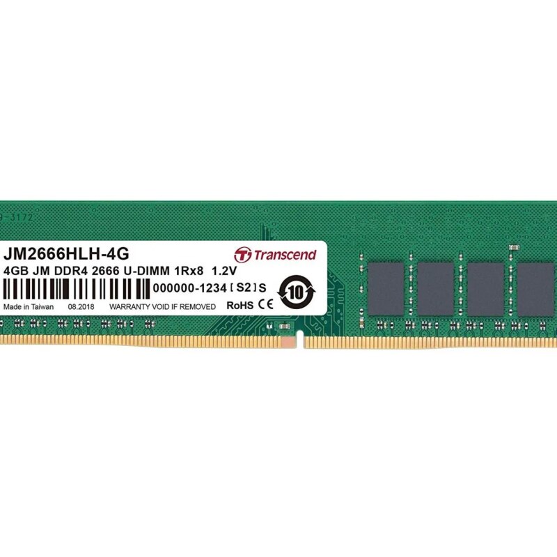 TRANSCEND 4GB DDR4 2666Mhz DESKTOP U-DIMM 1RX8 1GX8 CL19 1.2V