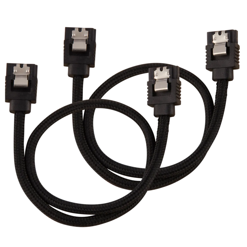 Corsair Premium Sleeved SATA Data Cable Set with Straight Connectors; Black; 30cm