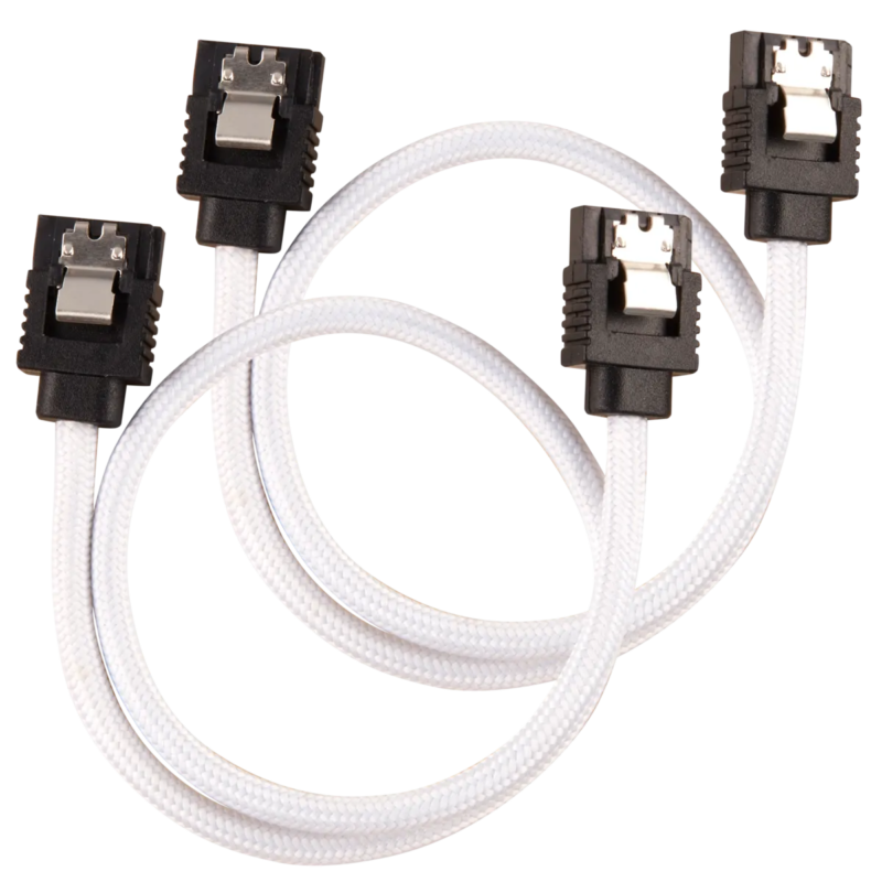 Corsair Premium Sleeved SATA Data Cable Set with Straight Connectors; White; 30cm