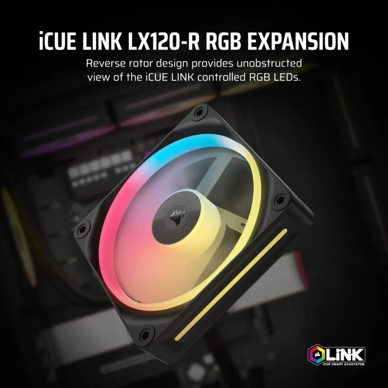 CORSAIR LX-R RGB Series; iCUE LINK LX120-R RGB; 120mm RGB Fan; Single Fan.