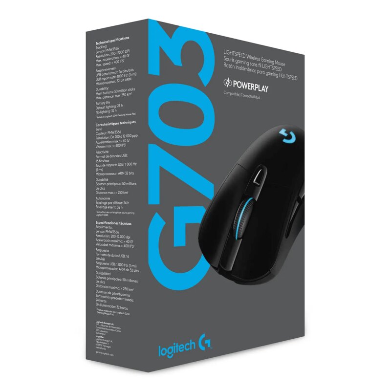 Logitech(R) G703 Lightspeed Wireless Gaming Mouse – Black
