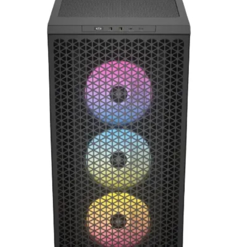 3000D RGB AIRFLOW Black Mid-Tower PC Case; 2x 3.5” |  2x 2.5” Drive Bays; Up to 360mm Radiator compatible; 3x 120mm fan incl