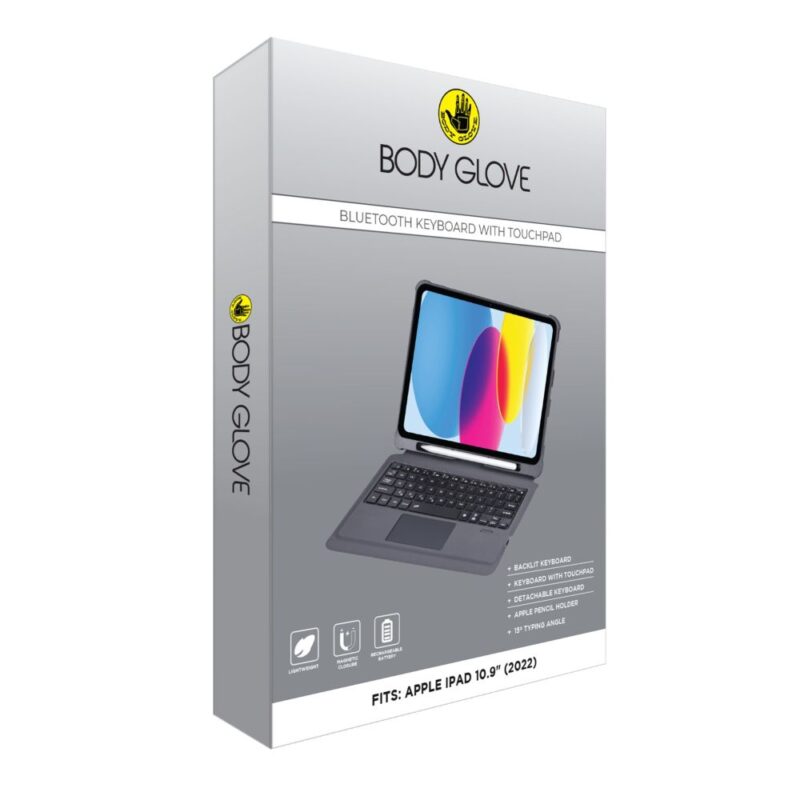 Body Glove Ipad 10.9(22)10th gen Bluetooth Keyboard with Touchpad-b-Black